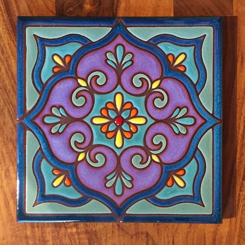 6x6 Hand Glazed Decorative Tile Coaster Trivet Etsy
