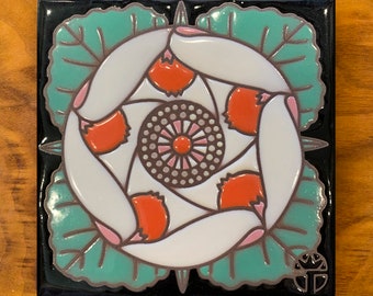 6"x6" Exclusive Wil Taylor Desert 5 Spot Flower Hand Glazed Tile