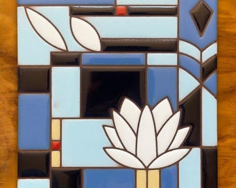 Waterlilies | Frank Lloyd Wright© 6x6 Ceramic Tile | Art and Architecture Gift | Unique Kitchen Trivet | Cork Backed | Small Wall Decor