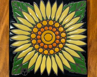 6"x6" Exclusive Wil Taylor Sunflower Hand Glazed Tile