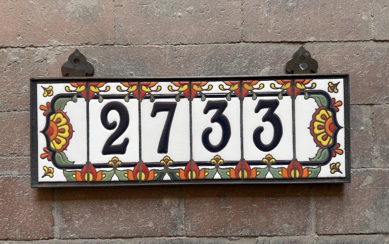 Custom Hand Glazed Blue on White Talavera | Talavera End Caps | Ceramic Tile House Numbers | Colorful Address Sign | Made in Arizona