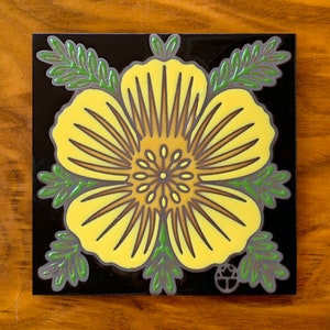 6&quot;x6&quot; Exclusive Wil Taylor Desert Poppy Flower Hand Glazed Tile