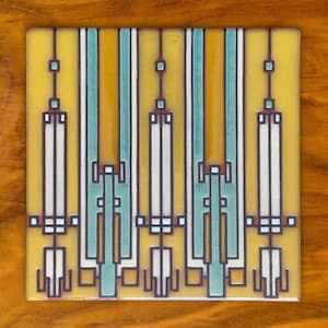 Coonley House | Frank Lloyd Wright© 6x6 Ceramic Tile | Art and Architecture Gift | Unique Kitchen Trivet | Cork Backed | Small Wall Decor