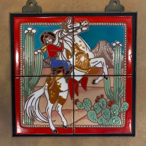 12x12 Cowgirl Hand Glazed Tile Mural