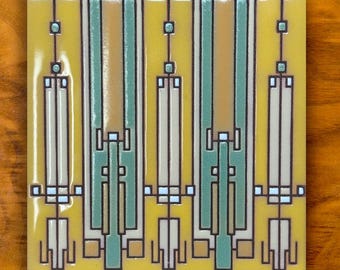 Coonley House | Frank Lloyd Wright© 6x6 Ceramic Tile | Art and Architecture Gift | Unique Kitchen Trivet | Cork Backed | Small Wall Decor