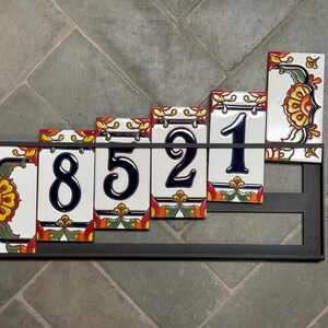 Custom Hand Glazed Blue on White Talavera | Talavera End Caps | Ceramic Tile House Numbers | Colorful Address Sign | Made in Arizona Bild 9