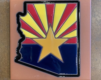 6"x6" Arizona Flag on Terra Cotta Ceramic tile