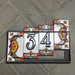 Custom Hand Glazed Blue on White Talavera | Talavera End Caps | Ceramic Tile House Numbers | Colorful Address Sign | Made in Arizona Bild 7