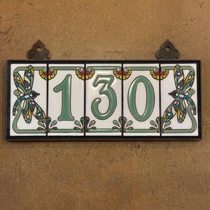 Green on White Dragonfly Tile House Numbers | Dragonfly End Caps ...