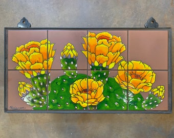 24x12 Prickly Pear on Terra Cotta-