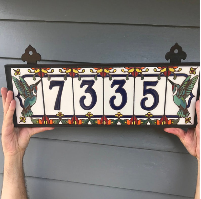 Custom Royal Blue on Terra Cotta Tile House Numbers with | Etsy