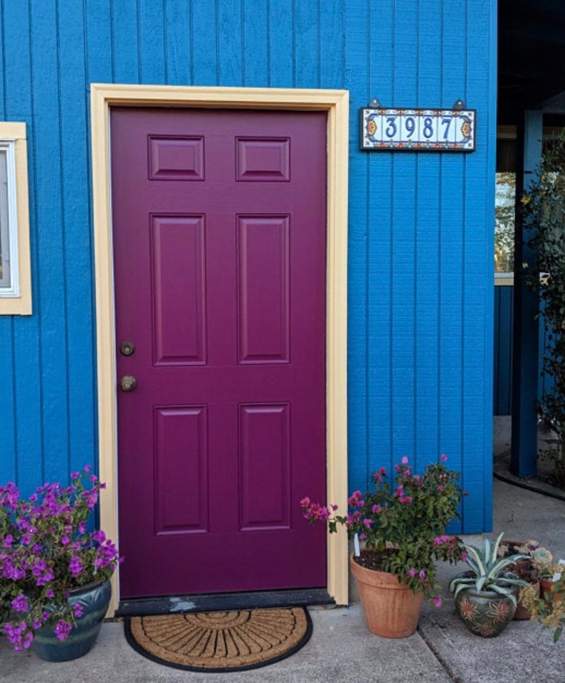 Custom Hand Glazed Blue on White Talavera | Ceramic Tile House Numbers | Colorful Address Sign | Made in Arizona