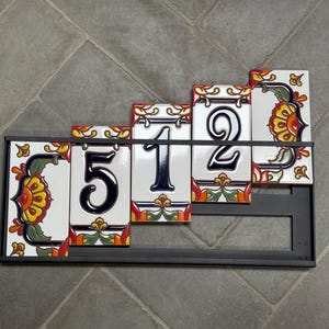 Custom Hand Glazed Blue on White Talavera | Talavera End Caps | Ceramic Tile House Numbers | Colorful Address Sign | Made in Arizona Drop-in /loose tiles