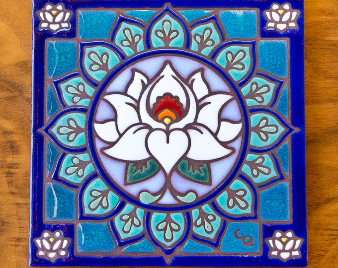 6x6 Hand Glazed Decorative Tile Coaster Trivet Etsy