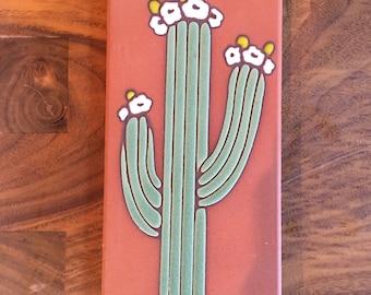 3"x6" Saguaro on Terra Cotta decorative tile