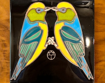 6"x6" Exclusive Wil Taylor Lovebirds Hand Glazed Tile