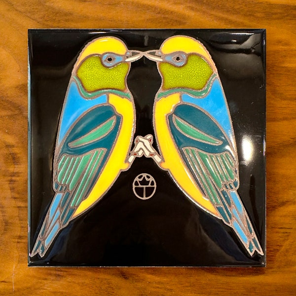 6"x6" Exclusive Wil Taylor Lovebirds Hand Glazed Tile