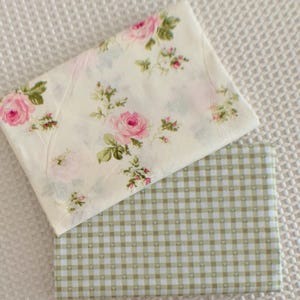 Rose Print Fabric- Flower Floral Fabric- Cotton Fabric- Tablecloth Fabric- Handmade DIY Fabric- By The Half Yard