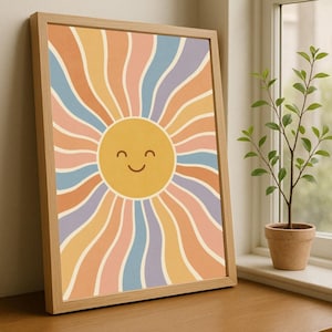Sun Playroom Poster, Sun Nursery Poster, Watercolor Sun Print, Watercolor Nursery Decor, Nursery Wall Art, Sun Wall Art, Digital Download
