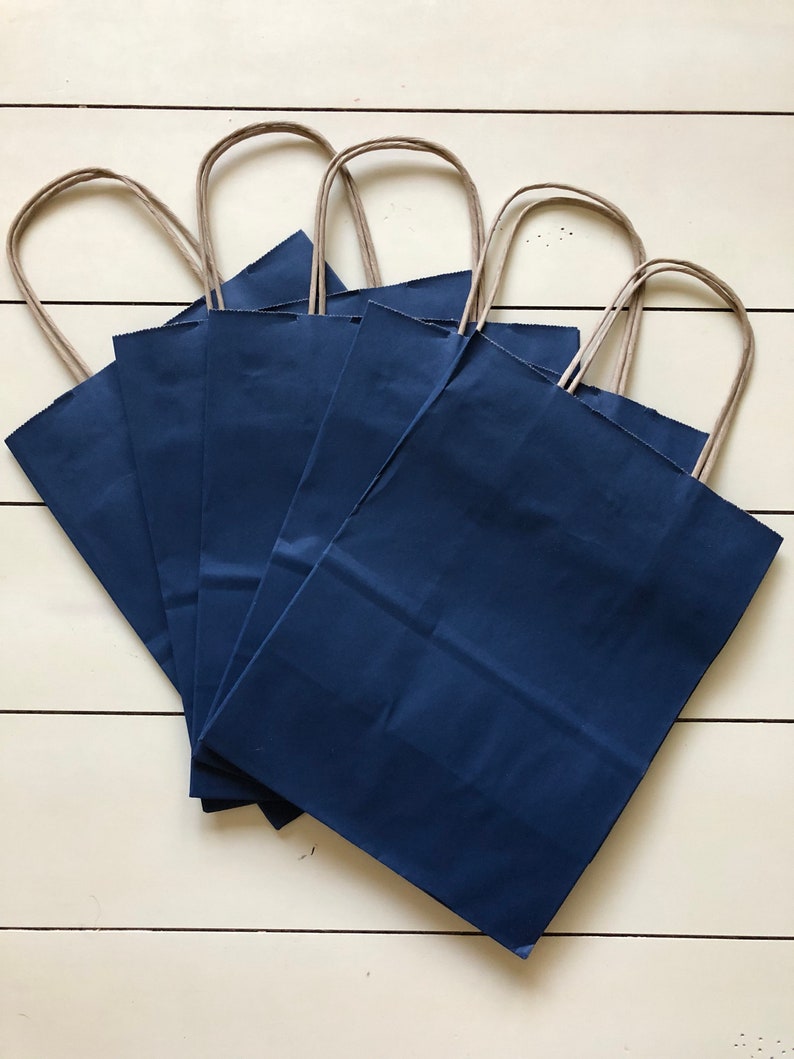 20 Pack Navy Blue Gift Bag With Handle Cub Size Etsy
