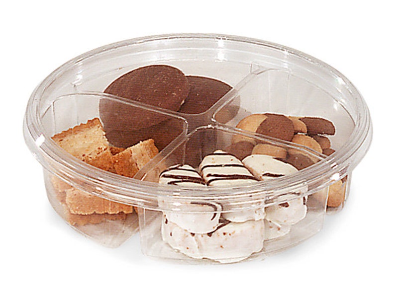 Set of 5 Round Plastic Food Container With Dividers and LID Etsy