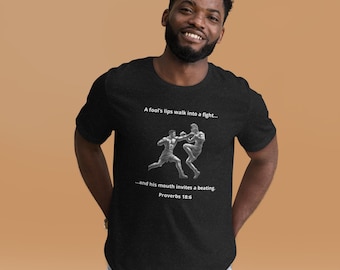 Proverbs 18:6 Boxing Unisex Biblical t-shirt