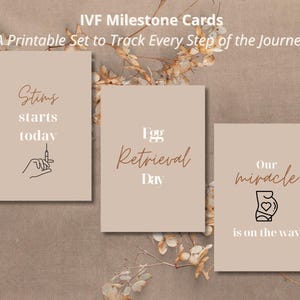 Cartes d'étapes de FIV | Ensemble imprimable de 27 téléchargements numériques | parcours de fertilité et d'infertilité | Cadeau de FIV confessionnelle