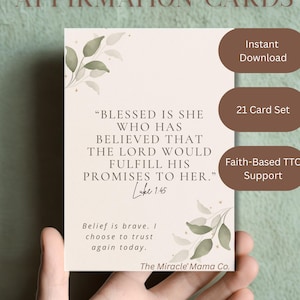 21 Christian IVF Scripture Affirmation Cards | Printable Fertility Encouragement | Bible Verses for IVF Moms | Faith-Based TTC Encouragement
