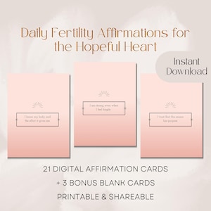 Tarjetas diarias de afirmaciones de fertilidad: 21 indicaciones sutiles + 3 adicionales / Imprimibles y digitales / TTC, FIV, apoyo para un corazón esperanzado