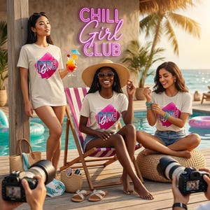 Camiseta estampada Chill Girl Club / Prenda de moda veraniega de mezcla de algodón y poliéster
