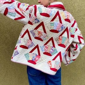 Vintage Hand-Stitched Patchwork Quilt Coat-Handmade Jacket- One of a Kind- Sz L