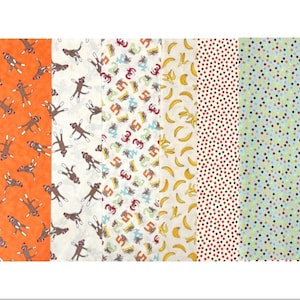5 Funky Monkeys Erin Michael Moda  -Retired 2005-6 Choices-100% Cotton Quilt Fabric-Sock Monkey - Sold by the 1/2 Yard Piece -18" x 43"(wof)