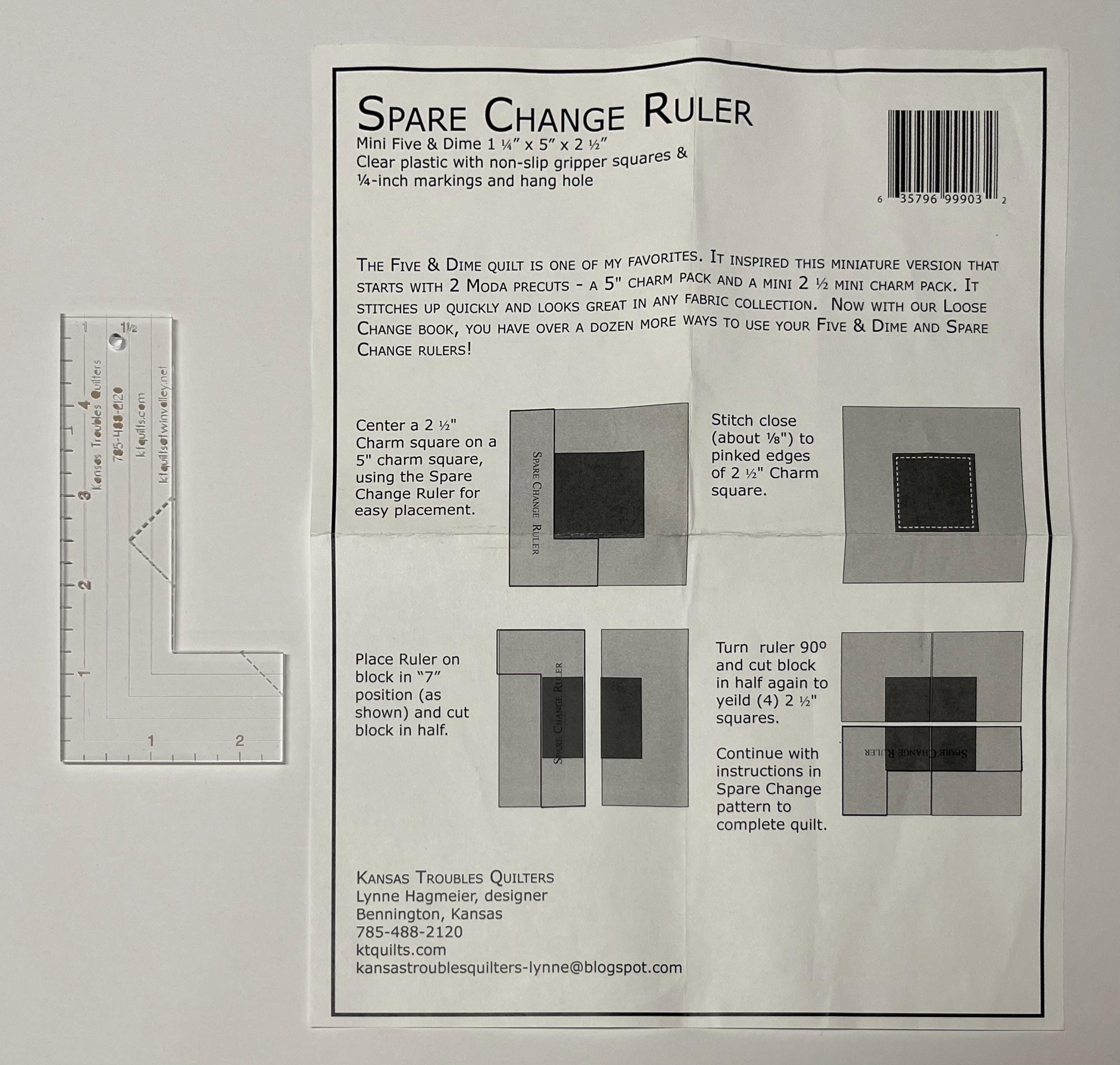SPARE CHANGE Kansas Troubles Quilters Quilt Ruler With Instructions - 1 ...