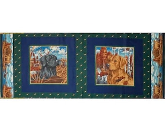 LABRADOR DOGS Ducks Hunting by Joan Messmore for VIP Cranston Cotton Quilt Fabric/Pillow Panel Sold by the 17 1/2" x 43" panel or 1/2 yard