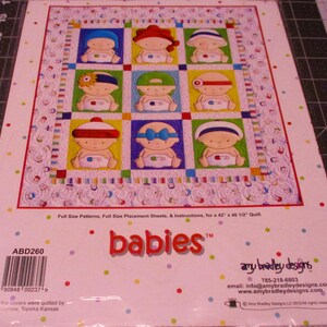 Babies Quilt pattern by Amy Bradley Designs. Pattern only. Makes quilt 42&quot; x 46 1/2&quot;.