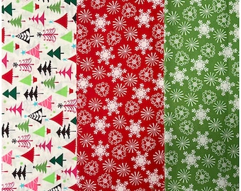 CHRISTMAS COLLECTION By Michael Miller - Tiny Trees Little Flakes 3 Pattern/Color Choices-100% Cotton Quilt Fabric - Sold by the 1/4 Yard.