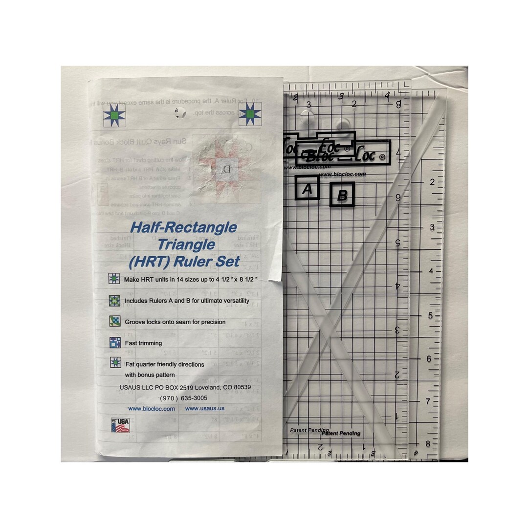 Bloc Loc Half Rectangle Triangle (HRT) Large Ruler Set | 2:1 Ratio | 4. ...
