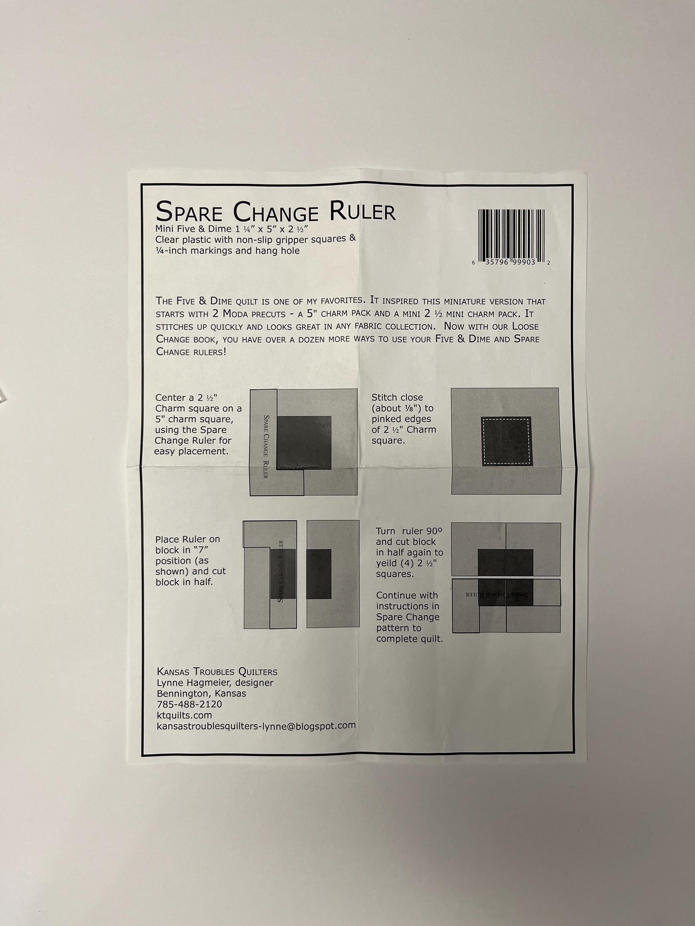 SPARE CHANGE Kansas Troubles Quilters Quilt Ruler With Instructions - 1 ...