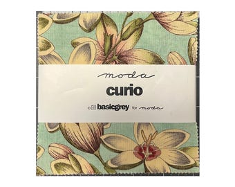 CURIO CHARM PACK Basic Grey Moda - Retired 2011- 100% Cotton Quilt Fabric - Sold by the 42@ 5" x 5" Square Charm Pack