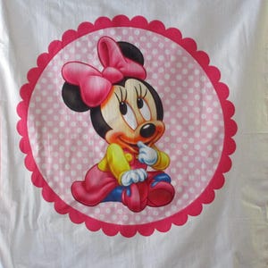 BABY MINNIE MOUSE Disney Crib Fabric Panel Vintage 100% Cotton Quilt Fabric. Sold by the 31&quot; x 37&quot; Fabric Panel.