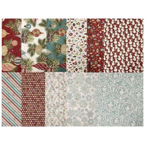 May include: A selection of patterned paper sheets featuring festive Christmas designs. The patterns include baubles, snowmen, snowflakes, candy cane stripes, and polka dots in red, green, and white. Perfect for seasonal crafts.