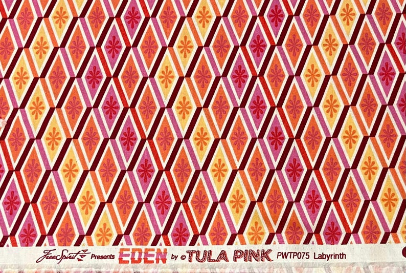 1 Yard TULA PINK Eden Labyrinth Peach Fuzz(pink/red) Pwtp075-retired ...