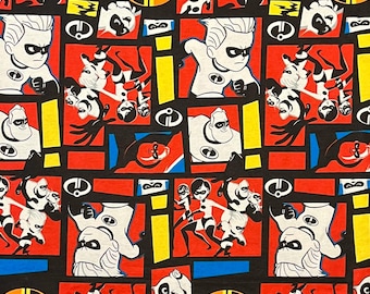 THE INCREDIBLES DISNEY for Camelot Flannel Fabrics- 100% Cotton Flannel Quilt Fabric- Sold by the 1/2 yard 18" x 43"(wof)