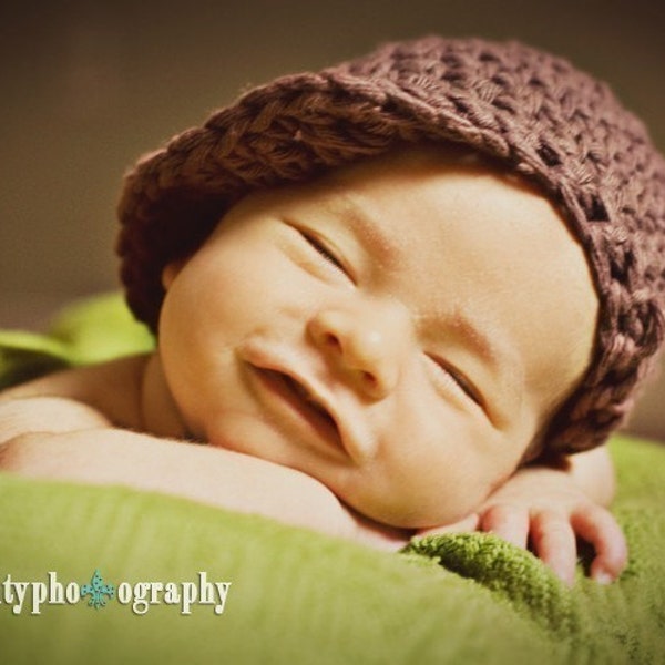 READY TO SHIP - Newborn Chunky Newsboy Hat - chocolate brown