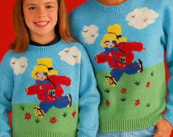 Vintage Paddington Bear Sweater Knitting Pattern: Intarsia Jumper (PDF Download)