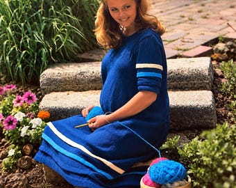 Vintage Maternity Dress and Smock Knitting Pattern PDF | Retro Pregnancy Wear | 3 Ply