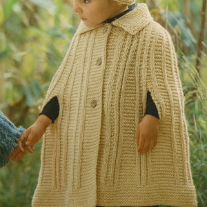Vintage Toddler Cape & Brim Hat Knitting Pattern (PDF)