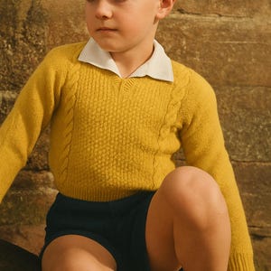 Fontana New Zealand Kingfisher Boys’ Sweater Knitting Pattern – 4 Ply Kaiapoi Fingering – 23 inch Chest – 12.5 inch Length – Vintage PDF
