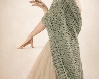 Vintage 1950s Crochet Shawl Pattern • Hairpin Lace Evening Wrap (PDF Download)