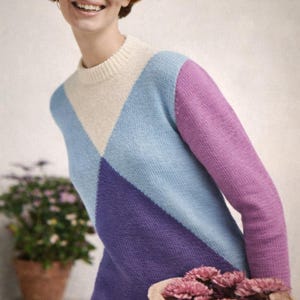 Stickmönster till Harlequin-tröja från 1960-talet – Retro diamanttröja (PDF)